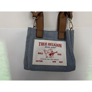 True Religion Denim Crossbody Mini Tote Purse Shoulder Bag Adjustable Strap